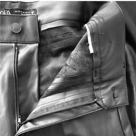 Zara High Rise Vegan Faux Leather Trouser Pants, Black, Size XS - Picture 8 of 10